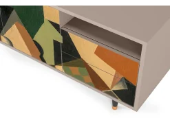 Móvel De Tv* Mueble de TV - 125х56х41 cm - T7 - Glass and Checkerboard, Latte Bege