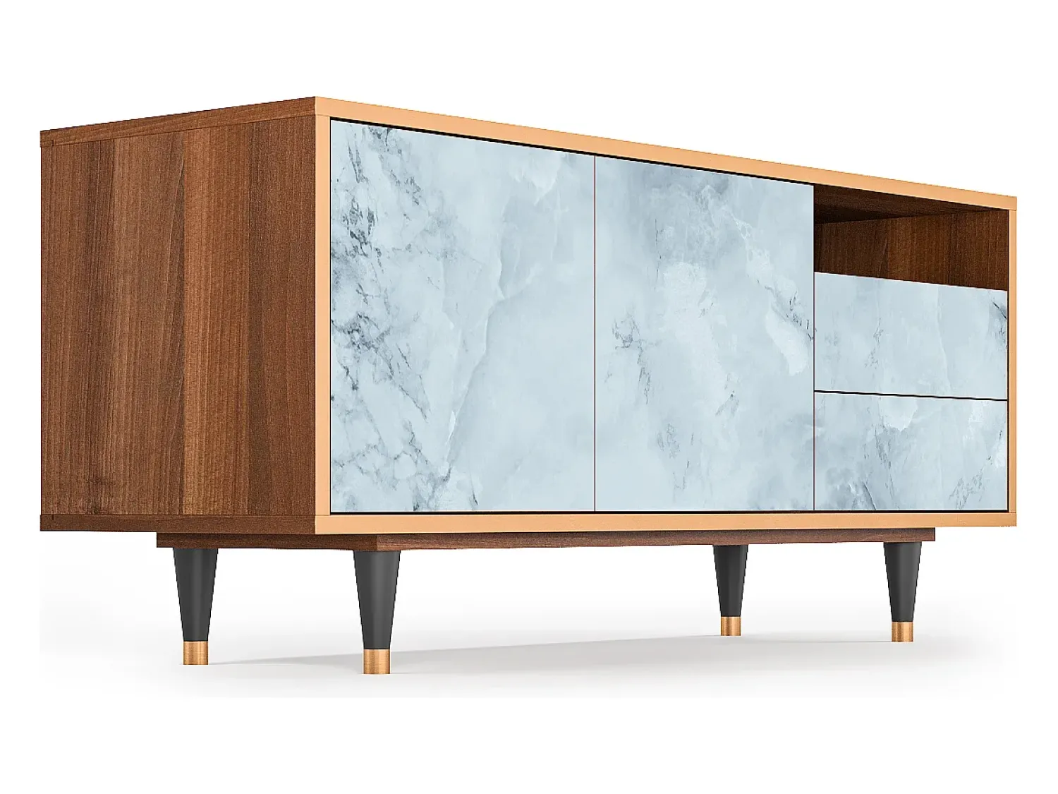 Móvel De Tv* Mueble de TV - 125х56х41 cm - T7 - Glacial Colour, Nogueira Castanho