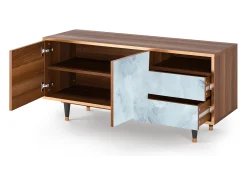 Móvel De Tv* Mueble de TV - 125х56х41 cm - T7 - Glacial Colour, Nogueira Castanho
