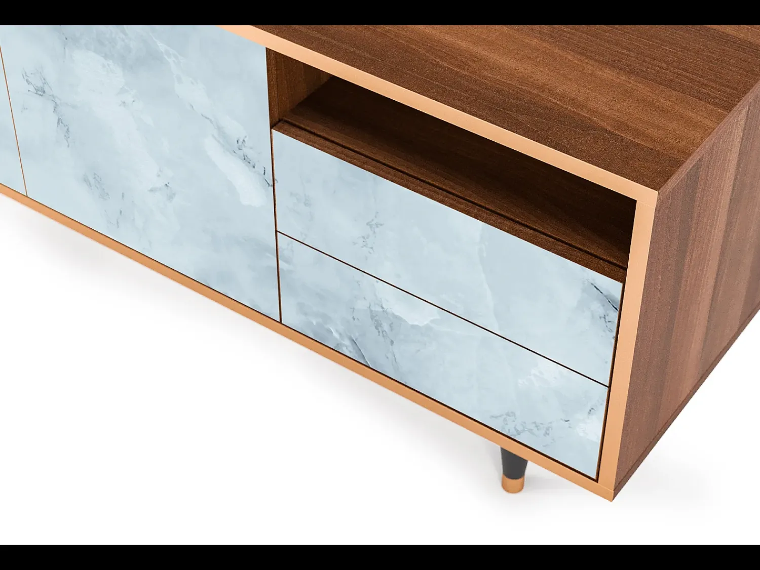 Móvel De Tv* Mueble de TV - 125х56х41 cm - T7 - Glacial Colour, Nogueira Castanho