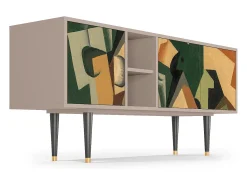 Sale Mueble de TV - 150х69х41 cm - T5 - Glass and Checkerboard, Latte Bege
