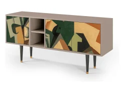 Sale Mueble de TV - 150х69х41 cm - T5 - Glass and Checkerboard, Latte Bege