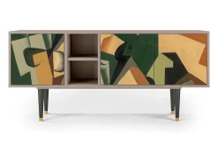 Sale Mueble de TV - 150х69х41 cm - T5 - Glass and Checkerboard, Latte Bege