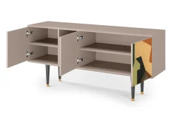 Sale Mueble de TV - 150х69х41 cm - T5 - Glass and Checkerboard, Latte Bege