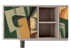 Sale Mueble de TV - 150х69х41 cm - T5 - Glass and Checkerboard, Latte Bege