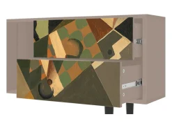 Outlet Mueble de TV - 170х69х48 cm - T1 - Glass and Checkerboard, Latte Bege