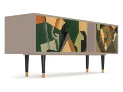 Outlet Mueble de TV - 170х69х48 cm - T1 - Glass and Checkerboard, Latte Bege