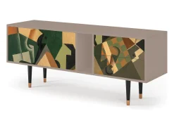 Outlet Mueble de TV - 170х69х48 cm - T1 - Glass and Checkerboard, Latte Bege