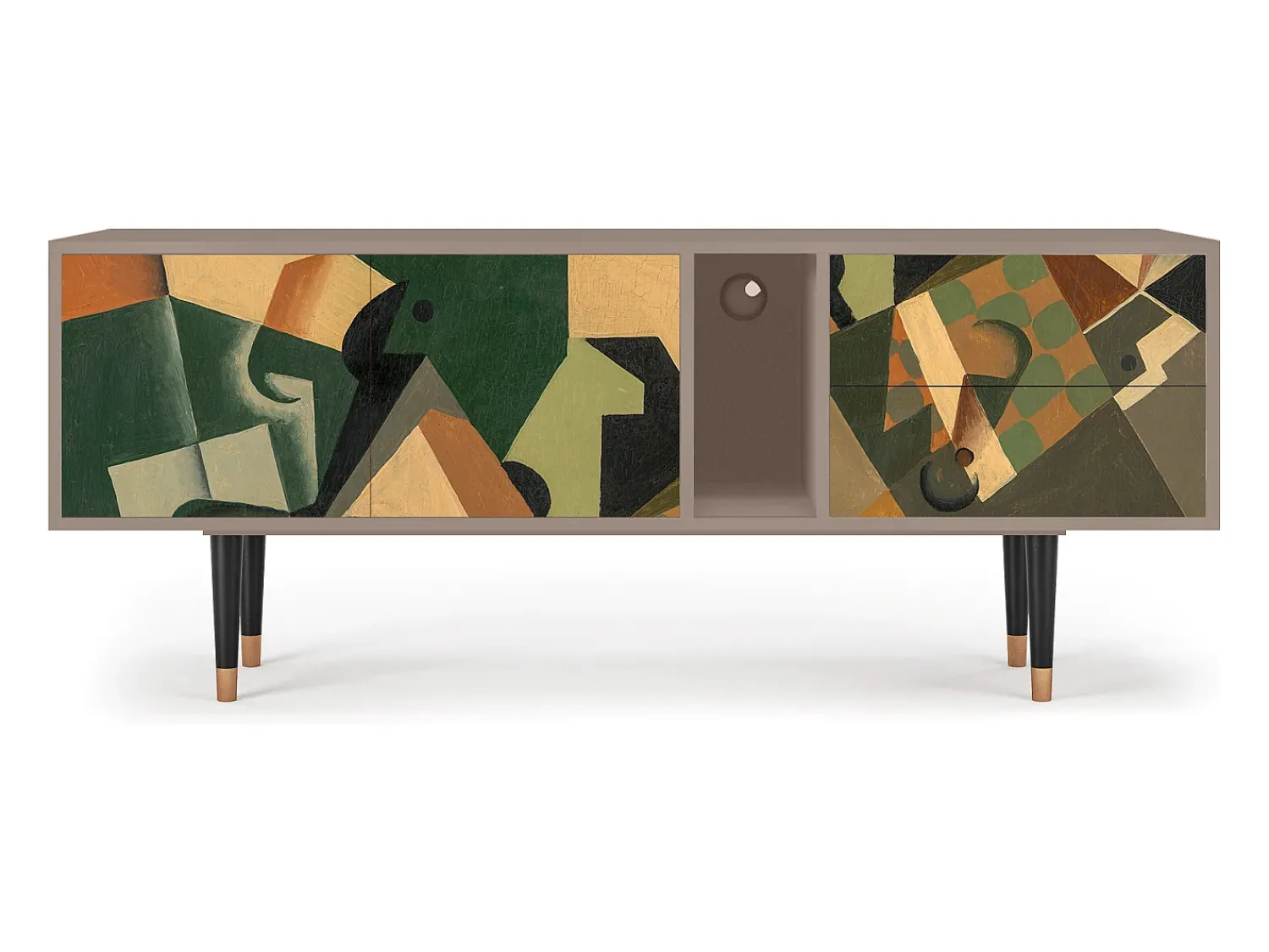 Outlet Mueble de TV - 170х69х48 cm - T1 - Glass and Checkerboard, Latte Bege