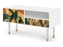 Mueble de TV - 115х59х48 cm - T3 - Glass and Checkerboard, Branco^ Móvel De Tv