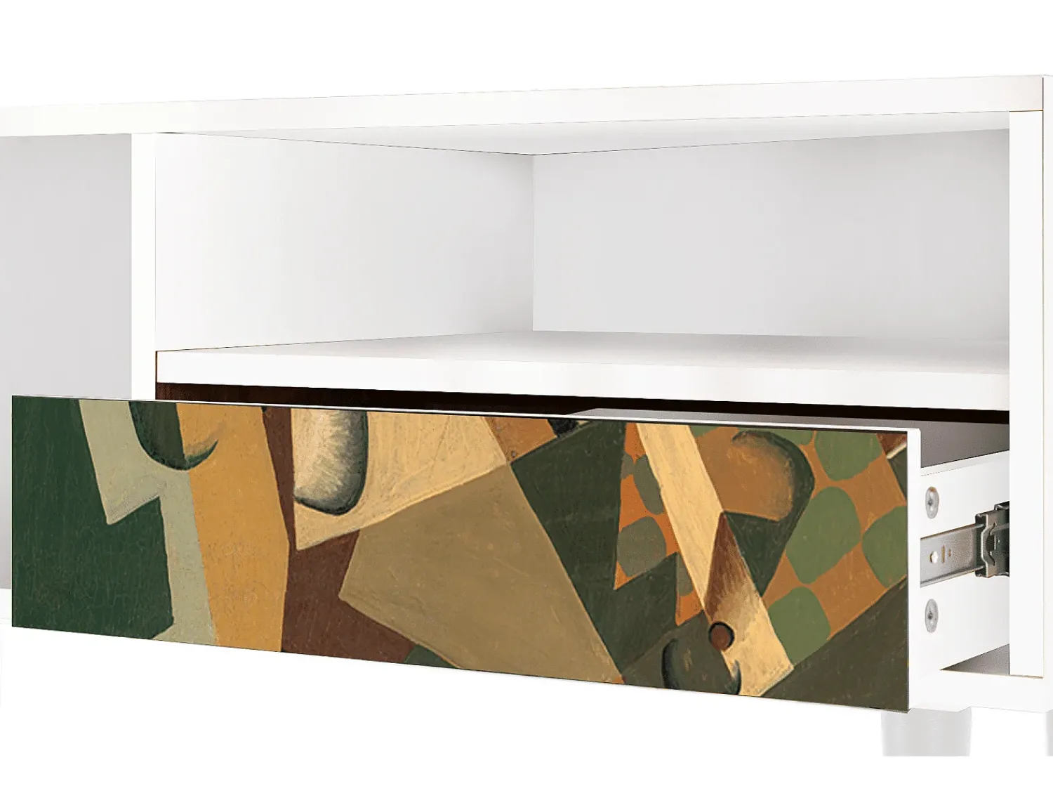 Mueble de TV - 115х59х48 cm - T3 - Glass and Checkerboard, Branco^ Móvel De Tv