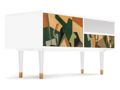 Mueble de TV - 115х59х48 cm - T3 - Glass and Checkerboard, Branco^ Móvel De Tv