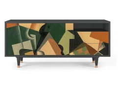 Móvel De Tv* Mueble de TV - 125х56х41 cm - T7 - Glass and Checkerboard, Antracite Cinza antracite