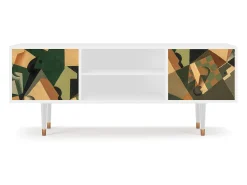 Móvel De Tv* Mueble de TV - 170х69х48 cm - T2 - Glass and Checkerboard, Branco Bege