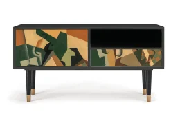 Móvel De Tv* Mueble de TV - 115х59х48 cm - T3 - Glass and Checkerboard, Antracite Cinza antracite