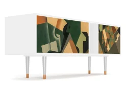 Mueble de TV - 170х69х48 cm - T1 - Glass and Checkerboard, Branco^ Móvel De Tv
