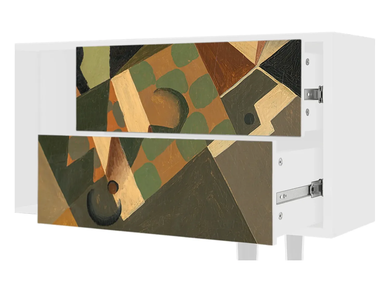 Mueble de TV - 170х69х48 cm - T1 - Glass and Checkerboard, Branco^ Móvel De Tv