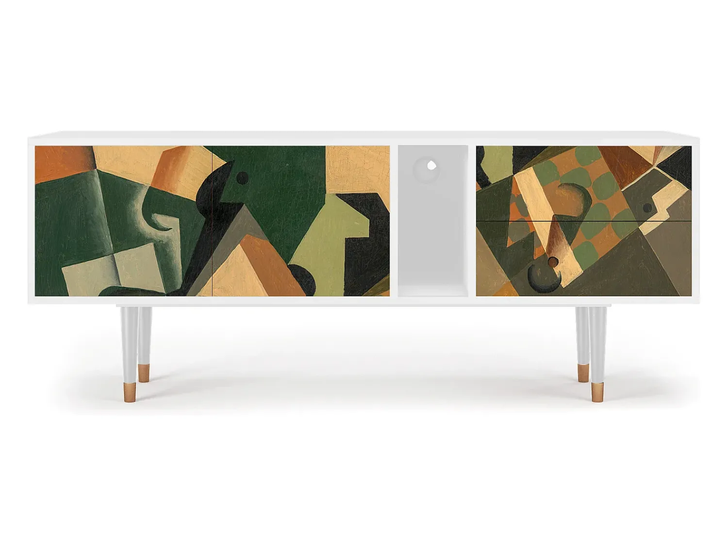 Mueble de TV - 170х69х48 cm - T1 - Glass and Checkerboard, Branco^ Móvel De Tv