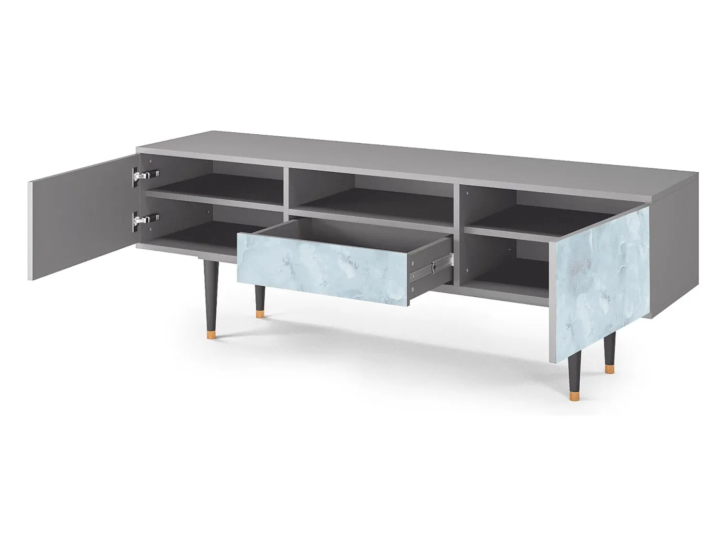 Móvel De Tv| Mueble de TV - 170х59х41 cm - T6 - Glacial Colour, Cinza Cinzento