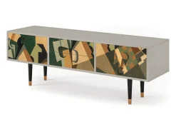 Outlet Mueble de TV - 170х59х48 cm - T4 - Glass and Checkerboard, Areia Bege