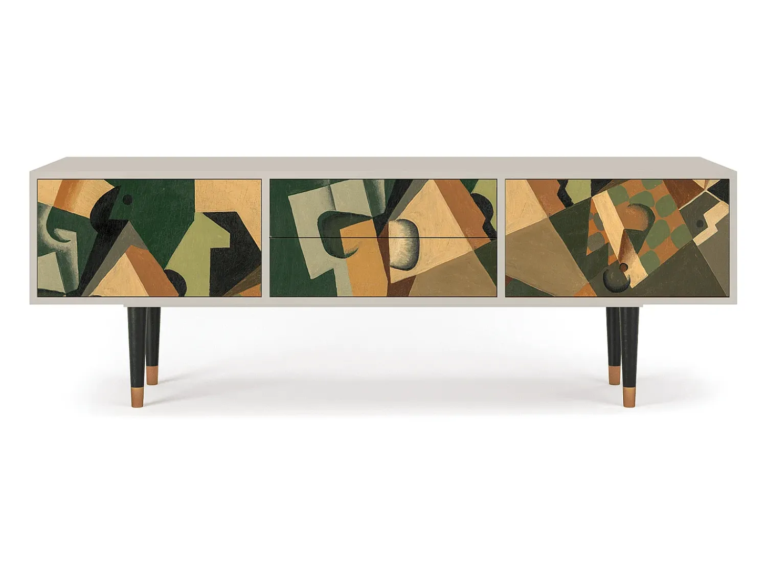 Outlet Mueble de TV - 170х59х48 cm - T4 - Glass and Checkerboard, Areia Bege