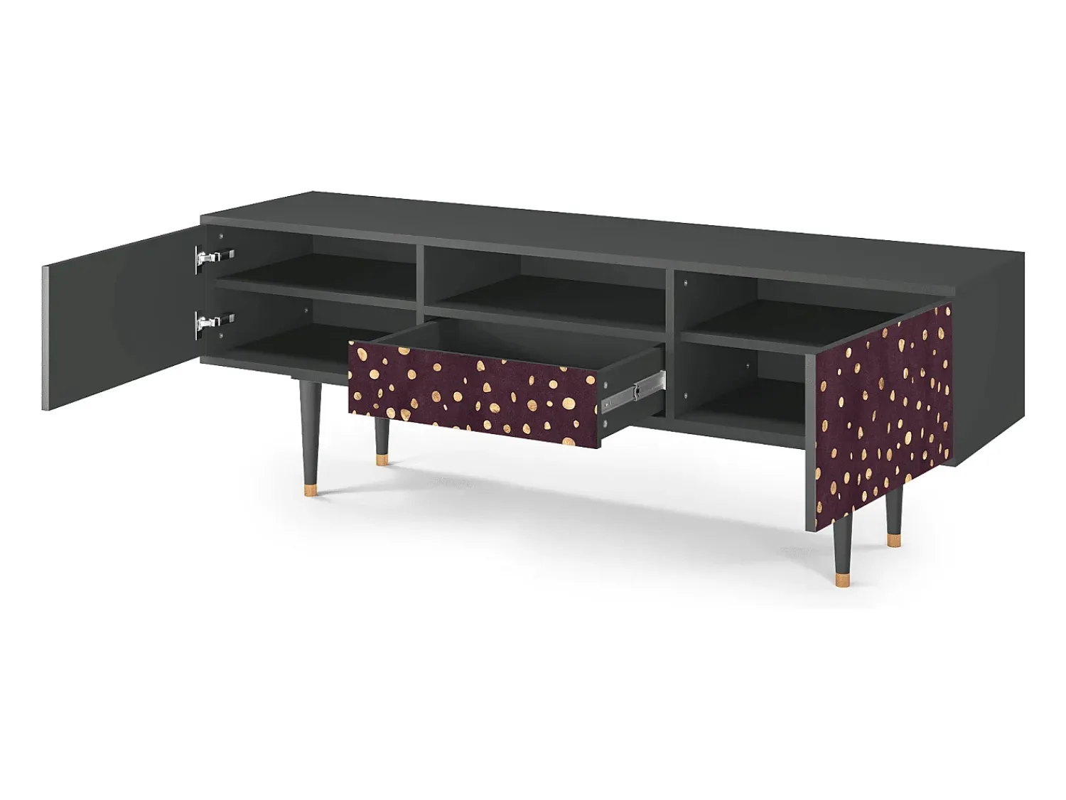 Hot Mueble de TV - 170х59х41 cm - T6 - Glowworms, Antracite Cinza antracite