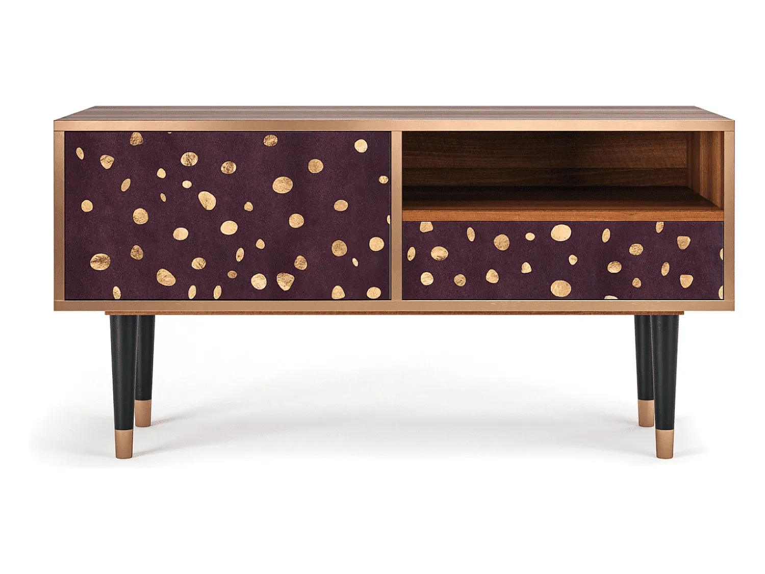 Móvel De Tv| Mueble de TV - 115х59х48 cm - T3 - Glowworms, Nogueira Castanho