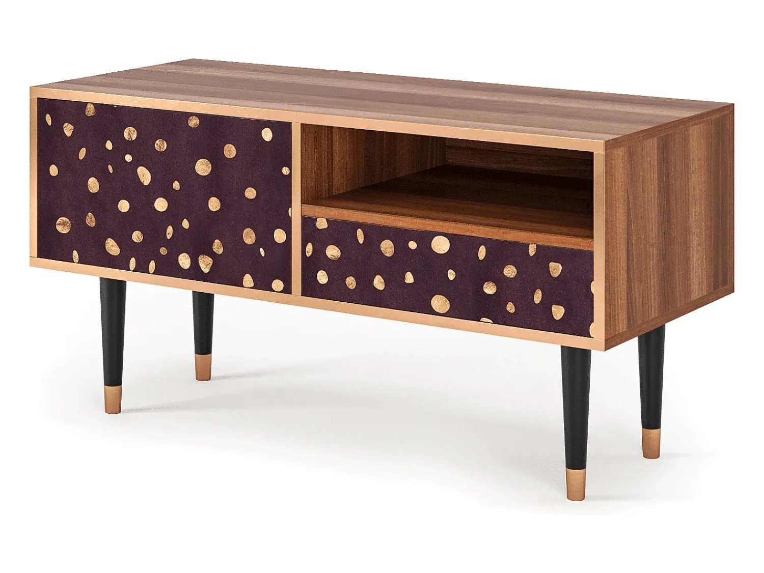 Móvel De Tv| Mueble de TV - 115х59х48 cm - T3 - Glowworms, Nogueira Castanho