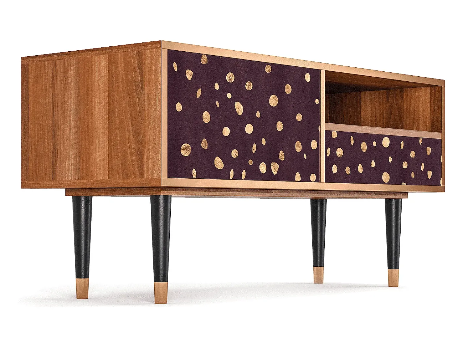 Móvel De Tv| Mueble de TV - 115х59х48 cm - T3 - Glowworms, Nogueira Castanho