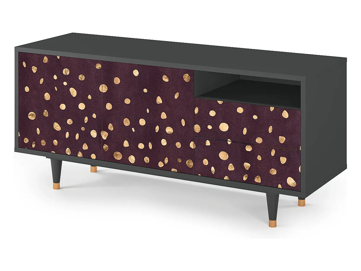 Móvel De Tv| Mueble de TV - 125х56х41 cm - T7 - Glowworms, Antracite Cinza antracite