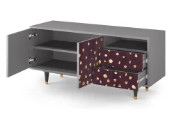 Móvel De Tv* Mueble de TV - 125х56х41 cm - T7 - Glowworms, Cinza Cinzento