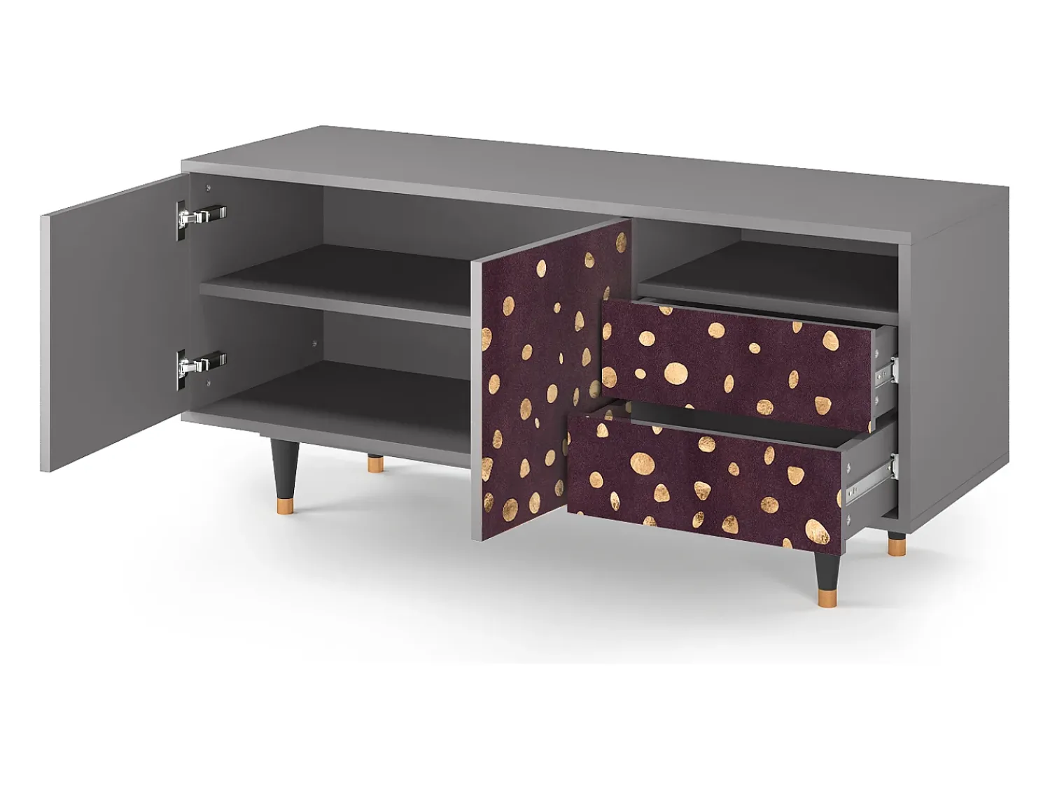 Móvel De Tv* Mueble de TV - 125х56х41 cm - T7 - Glowworms, Cinza Cinzento