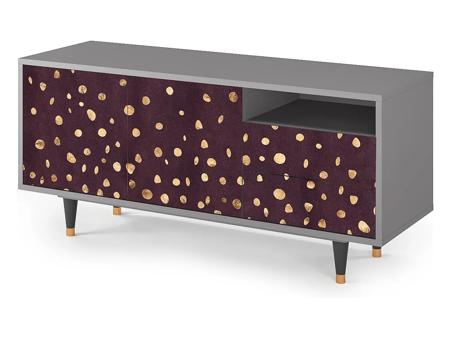 Móvel De Tv* Mueble de TV - 125х56х41 cm - T7 - Glowworms, Cinza Cinzento
