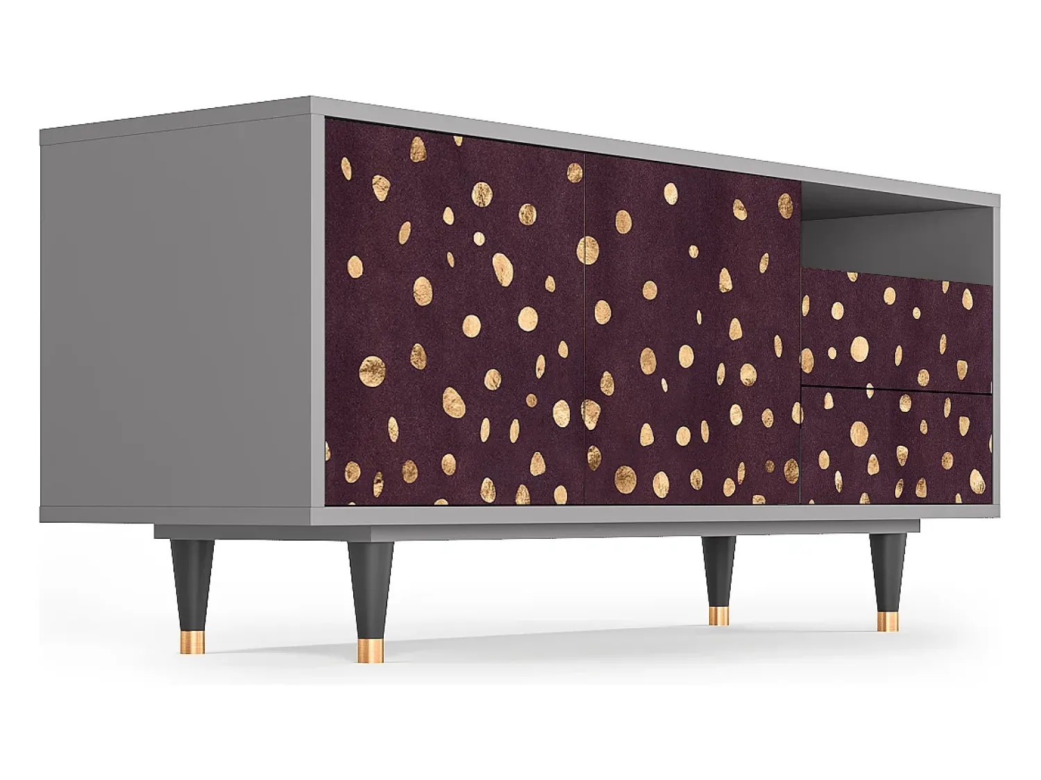 Móvel De Tv* Mueble de TV - 125х56х41 cm - T7 - Glowworms, Cinza Cinzento