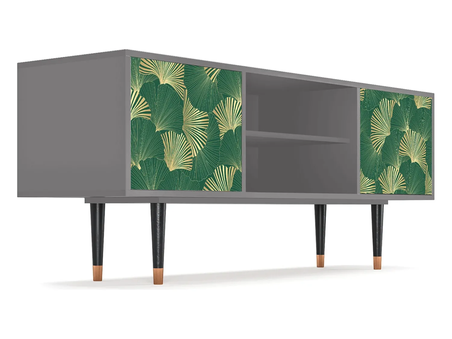Móvel De Tv* Mueble de TV - 170х69х48 cm - T2 - Gold Ginkgo, Cinza Cinzento