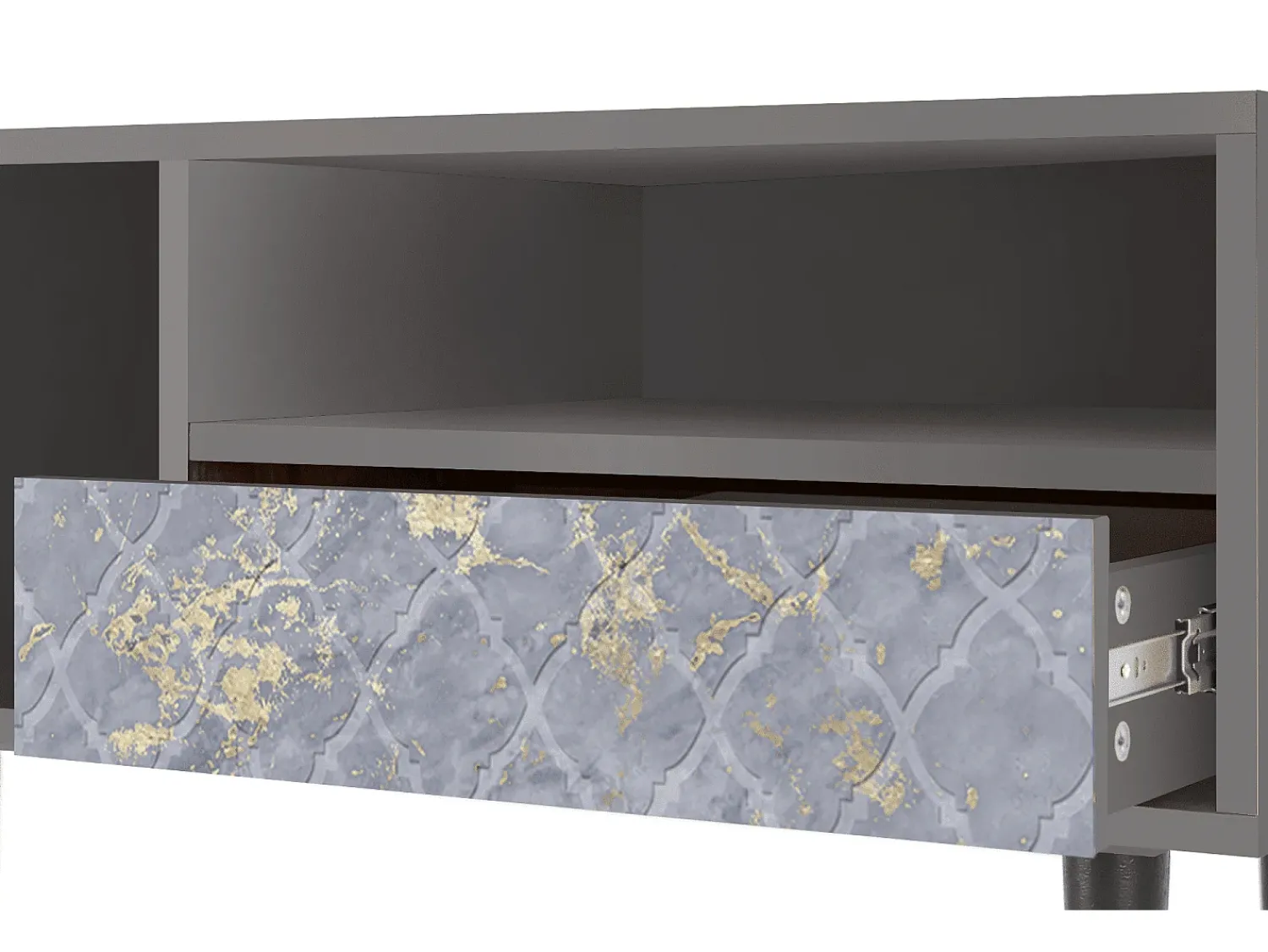 Móvel De Tv* Mueble de TV - 115х59х48 cm - T3 - Golden Smoke, Cinza Cinzento