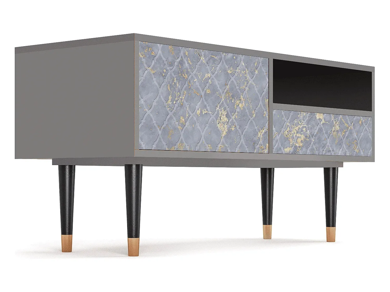 Móvel De Tv* Mueble de TV - 115х59х48 cm - T3 - Golden Smoke, Cinza Cinzento