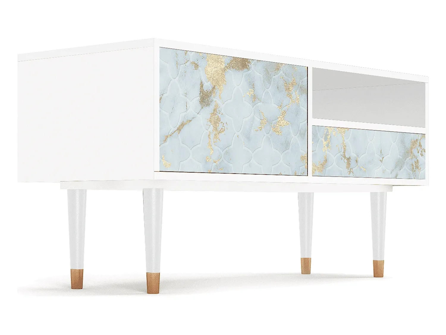 Móvel De Tv| Mueble de TV - 115х59х48 cm - T3 - Golden Waves, Branco Bege