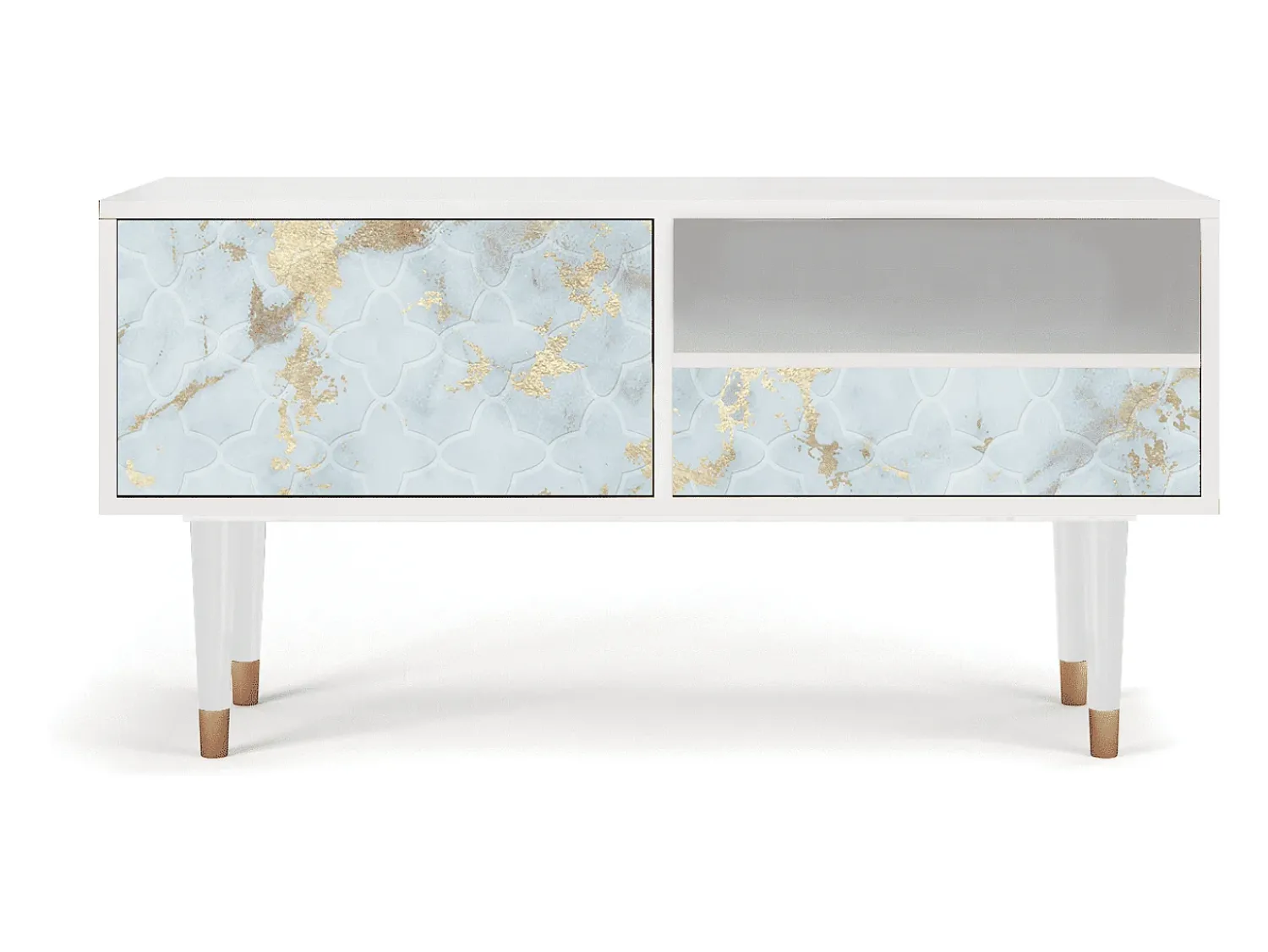 Móvel De Tv| Mueble de TV - 115х59х48 cm - T3 - Golden Waves, Branco Bege