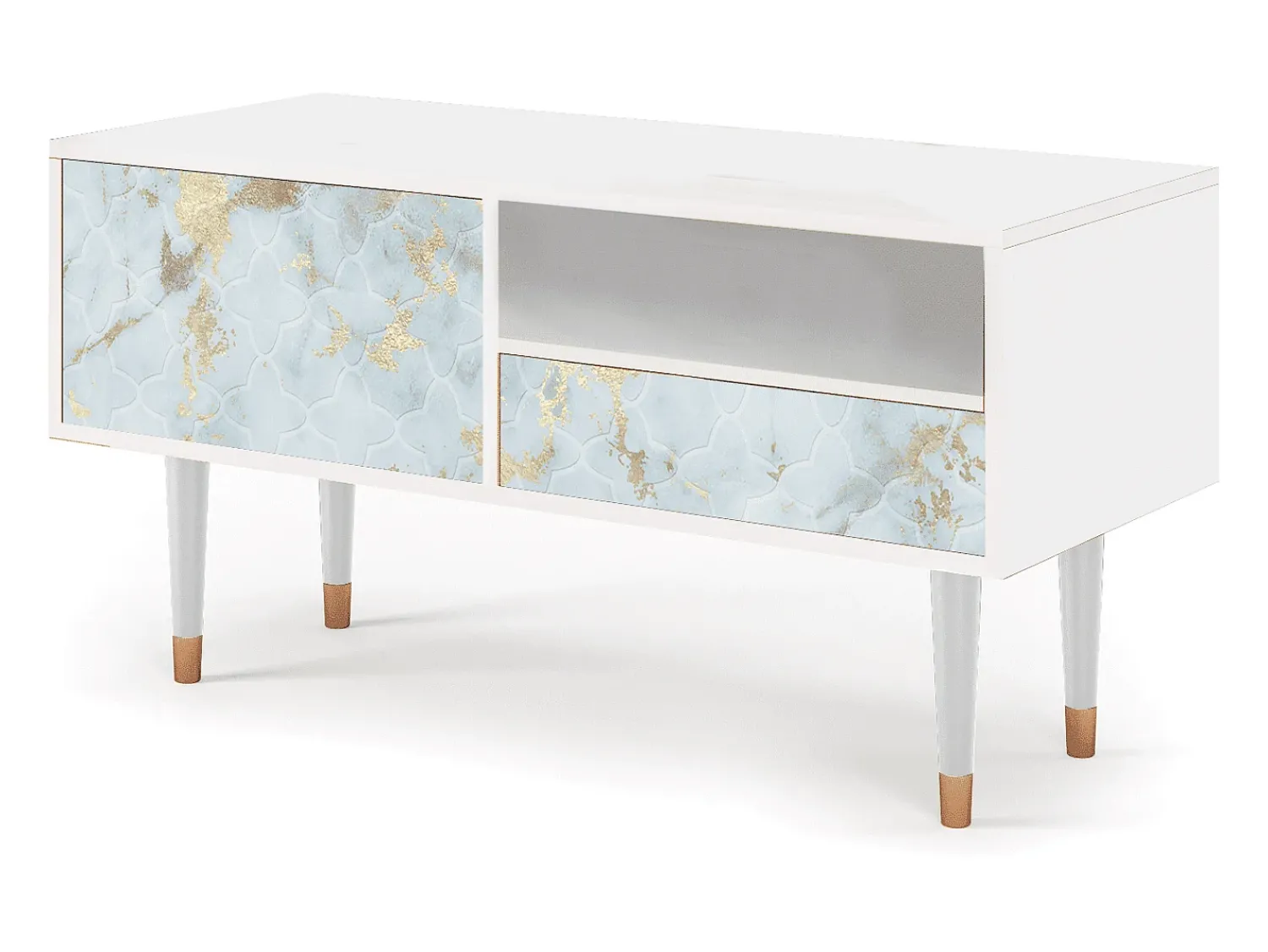 Móvel De Tv| Mueble de TV - 115х59х48 cm - T3 - Golden Waves, Branco Bege