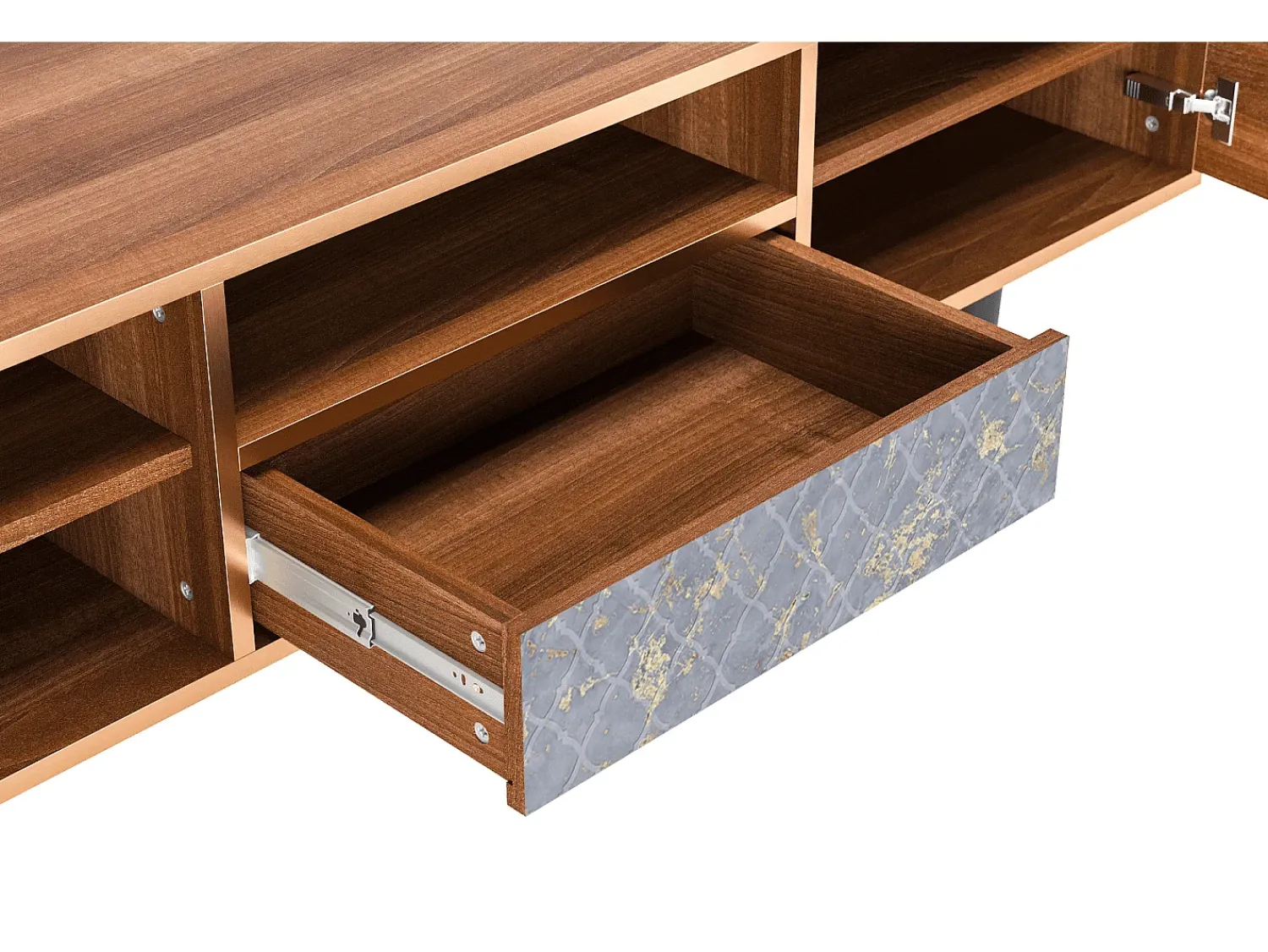 Móvel De Tv| Mueble de TV - 170х59х41 cm - T6 - Golden Smoke, Nogueira Castanho