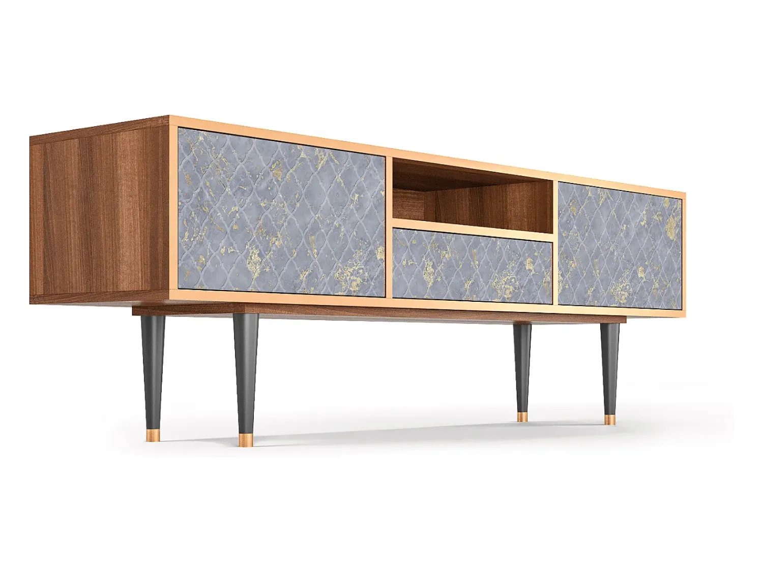 Móvel De Tv| Mueble de TV - 170х59х41 cm - T6 - Golden Smoke, Nogueira Castanho