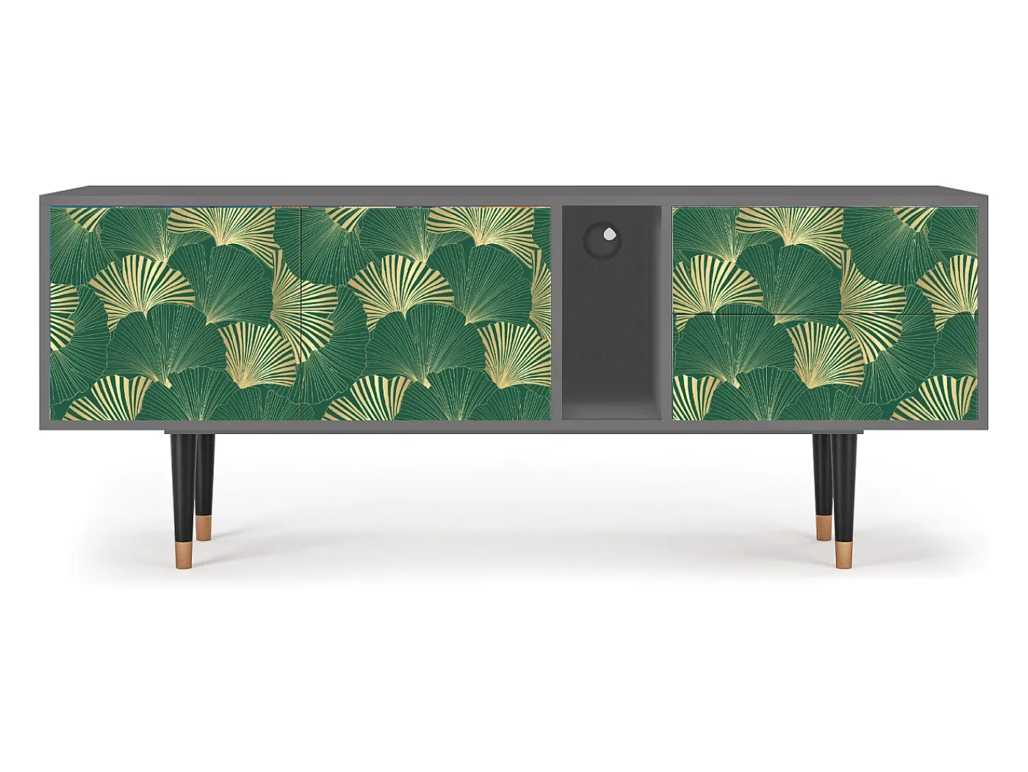 Móvel De Tv* Mueble de TV - 170х69х48 cm - T1 - Gold Ginkgo, Cinza Cinzento