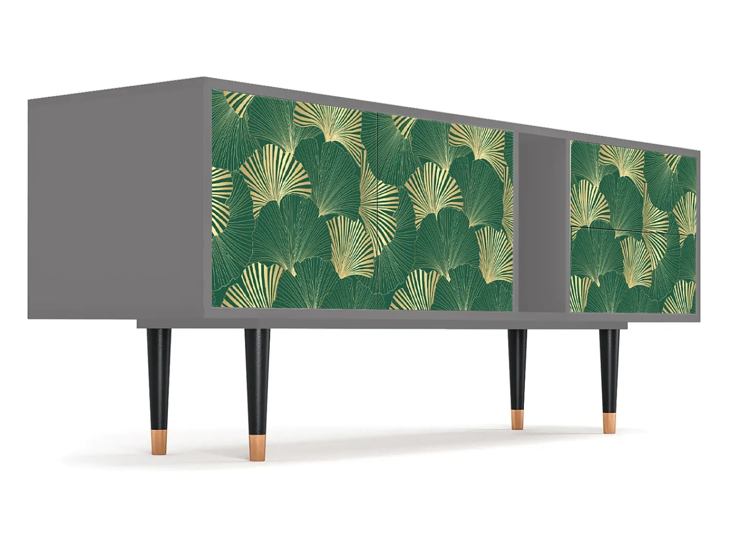 Móvel De Tv* Mueble de TV - 170х69х48 cm - T1 - Gold Ginkgo, Cinza Cinzento