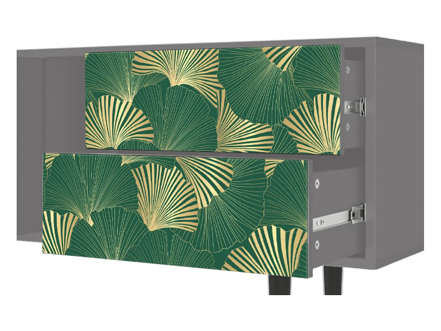 Móvel De Tv* Mueble de TV - 170х69х48 cm - T1 - Gold Ginkgo, Cinza Cinzento