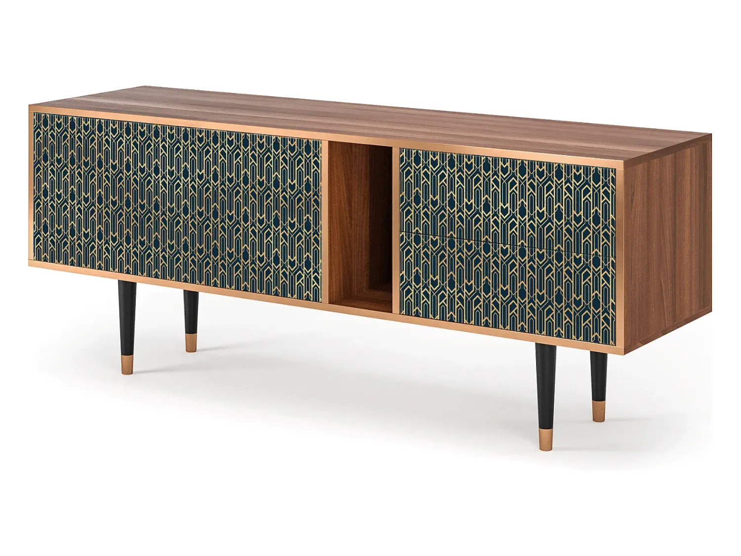Móvel De Tv| Mueble de TV - 170х69х48 cm - T1 - Golden Empire, Nogueira Castanho