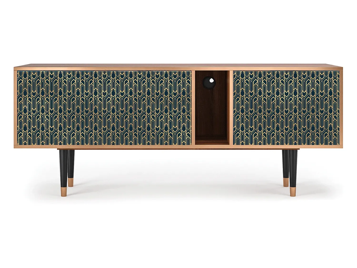 Móvel De Tv| Mueble de TV - 170х69х48 cm - T1 - Golden Empire, Nogueira Castanho