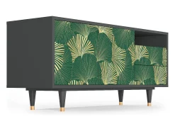 Móvel De Tv| Mueble de TV - 125х56х41 cm - T7 - Gold Ginkgo, Antracite Cinza antracite