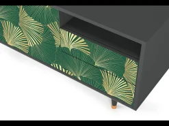 Móvel De Tv| Mueble de TV - 125х56х41 cm - T7 - Gold Ginkgo, Antracite Cinza antracite
