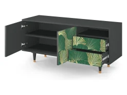 Móvel De Tv| Mueble de TV - 125х56х41 cm - T7 - Gold Ginkgo, Antracite Cinza antracite